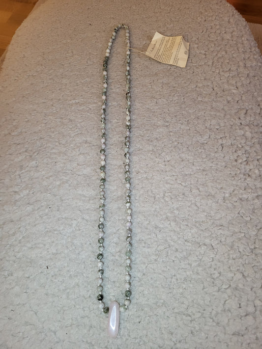 Sea Harmony Mala -Peace Jade & Rosequartz