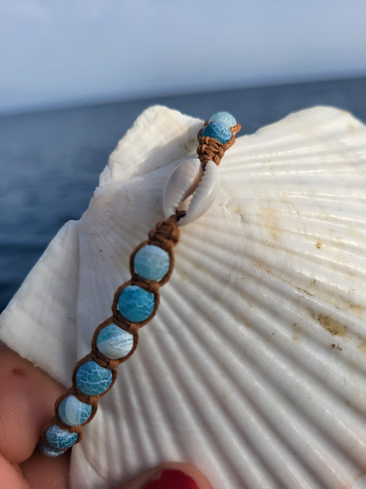 Sea Calm Bracelet-frostade agater & snäcka