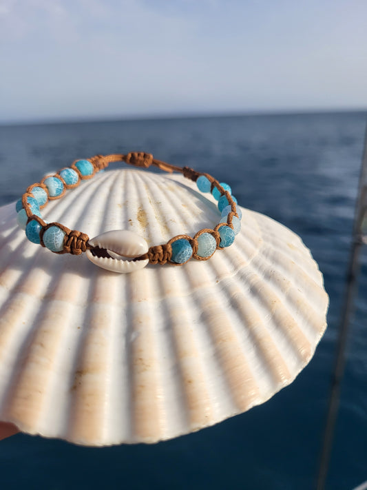Sea Calm Bracelet-frostade agater & snäcka