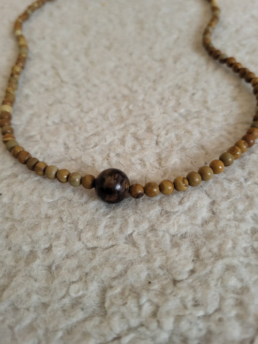 Sea Ground Necklace-Trä jaspis & bronsit